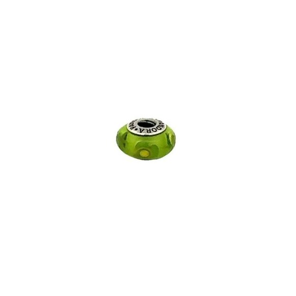 Authentic Pandora ALE Sterling Silver Murano Lime Green Flower Charm Bead! 70 - Picture 4 of 7